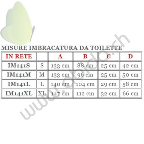 Imbracatura da toilette (TAGLIA M) in RETE per sollevamalati CON POGGIATESTA (Portata max 250 kg) - Testata da istituto accreditato nel rispetto dei requisiti previsti dalla norma tecnica UNI EN ISO 10535.