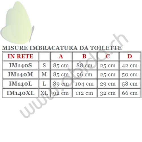 Imbracatura da toilette in rete (Taglia M) per sollevamalati - SENZA POGGIATESTA - (Portata max 250 kg) - Testata da istituto accreditato nel rispetto dei requisiti previsti dalla norma tecnica UNI EN ISO 10535.